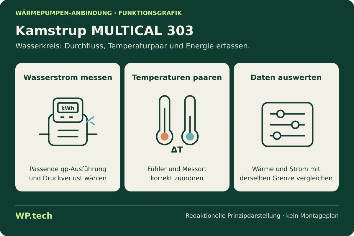 Funktionsgrafik zu Kamstrup MULTICAL 303: Aufgaben und Auswahlkriterien im Wärmepumpensystem