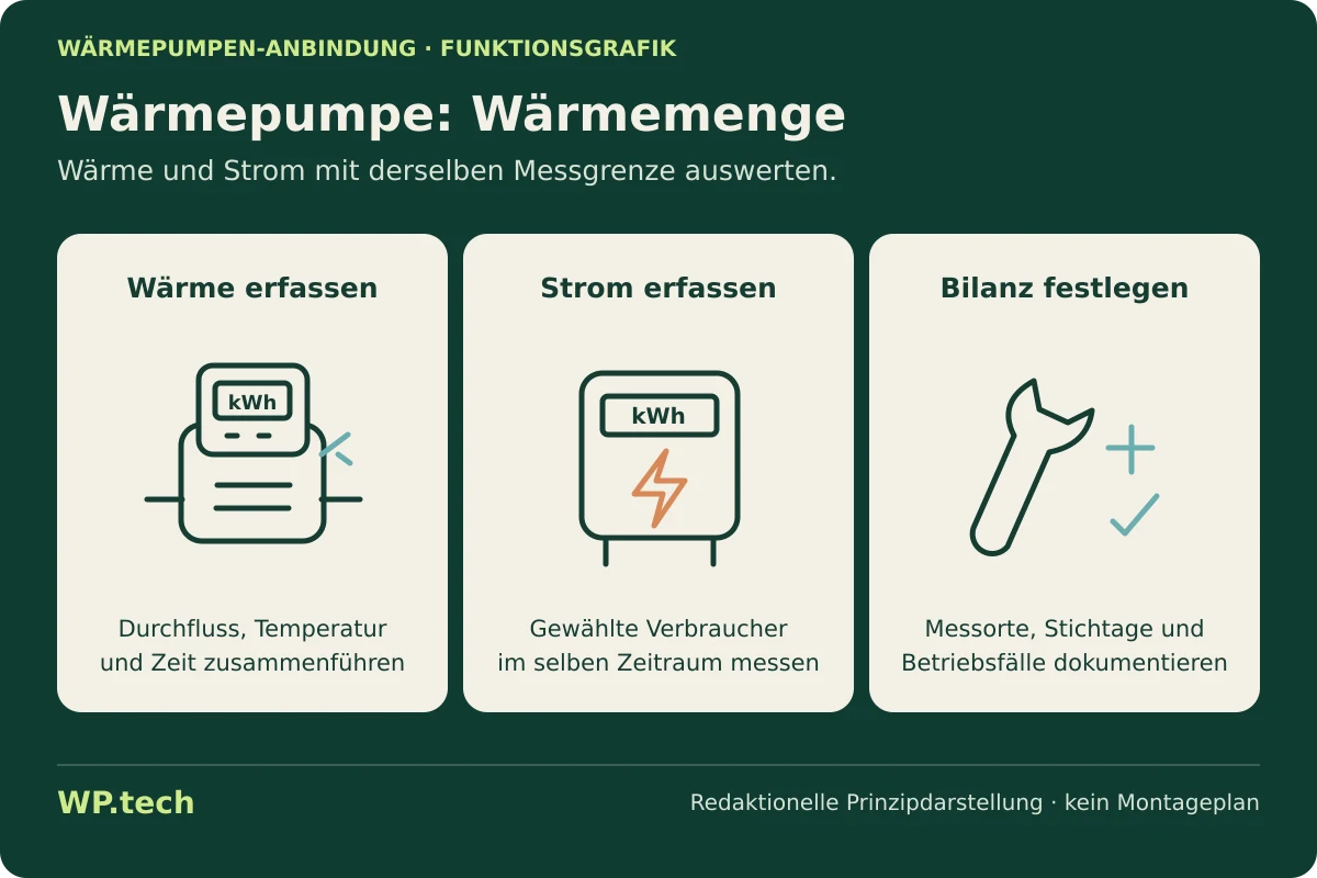 Funktionsgrafik zu Wärmepumpe: Wärmemenge: Aufgaben und Auswahlkriterien im Wärmepumpensystem