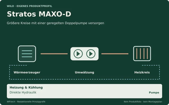 Redaktionelle Funktionsgrafik: Stratos MAXO-D, Größere Kreise mit einer geregelten Doppelpumpe versorgen